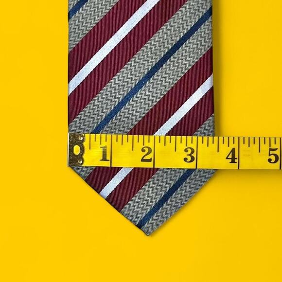 Tommy Hilfiger 100% Silk Striped Tie – Red/Navy/Grey – 3.75” Width - Picture 5 of 7